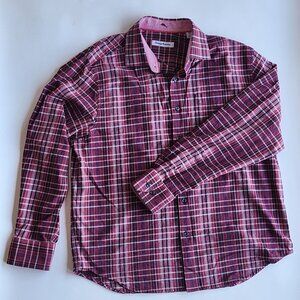 Tommy Bahama Men's Medium rich reds Plaid long sleeve button up shirt